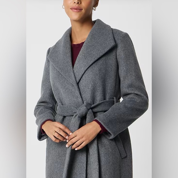 NEW J Crew Factory Grey Belted Wrap Coat Size 6 - Picture 10 of 10
